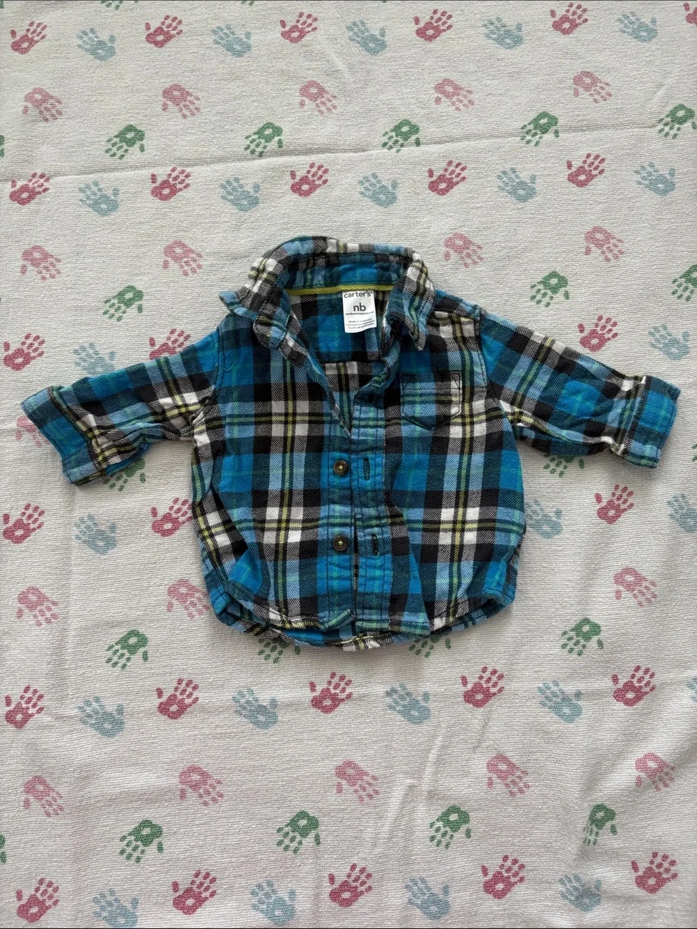 5for25  | Carter's Blue and Black Plaid Button-Down Collared Baby Shirt